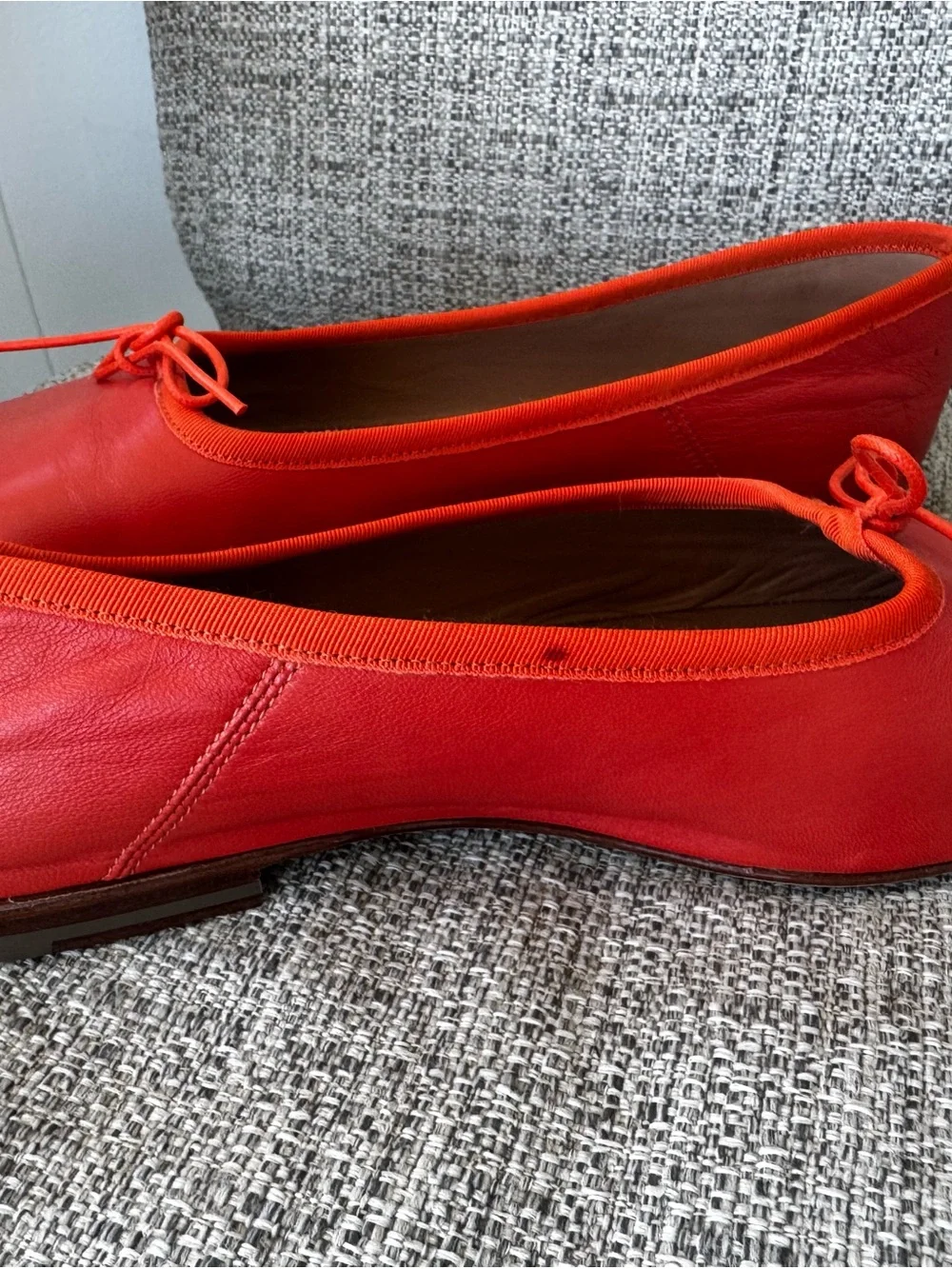 Mansur Gavriel Red Square-Toe Ballet Flats with Bow Detail - Picture 7 of 11